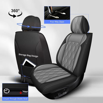 Front Waterproof Leather Seat Covers for Mazda 6 2010 (#067 Black&Gray / 56.Mazda 6-2 Front Seat Covers Only)