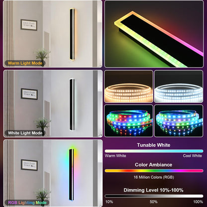 Modern RGB Long Outdoor Wall Lights for House (RGB-2 Pack / 40 inch)
