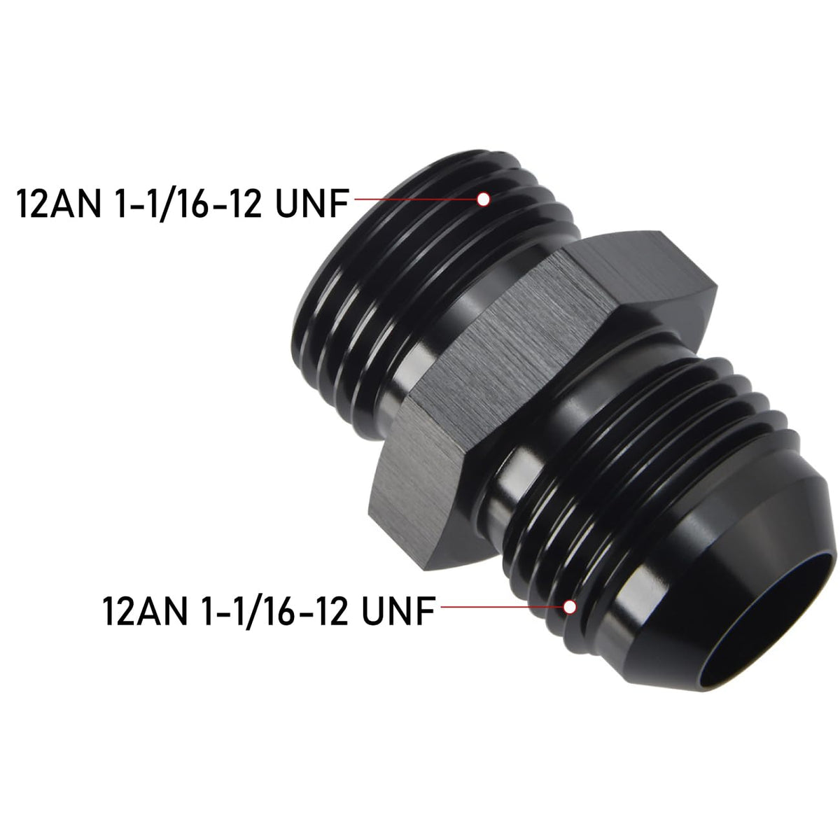 12AN Male Flare to 12AN ORB O (12AN to 12AN ORB / Black - 2PCS)