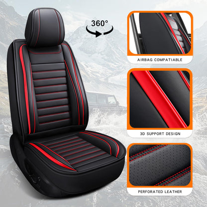 Leather Car Seat Covers Full Set (Red 2/Full Set)