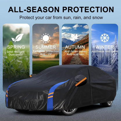 Custom Fit Car Cover for Kia Optima (Black-Blue / Custom Fit Kia Optima/Kia K5/Kia Stinger)