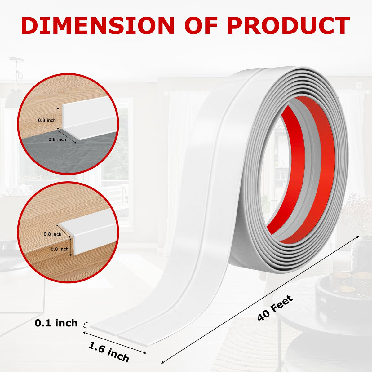 Wall Corner Protector Peel and Stick Corner Trim Molding (1.6 In x 40 Ft / White)