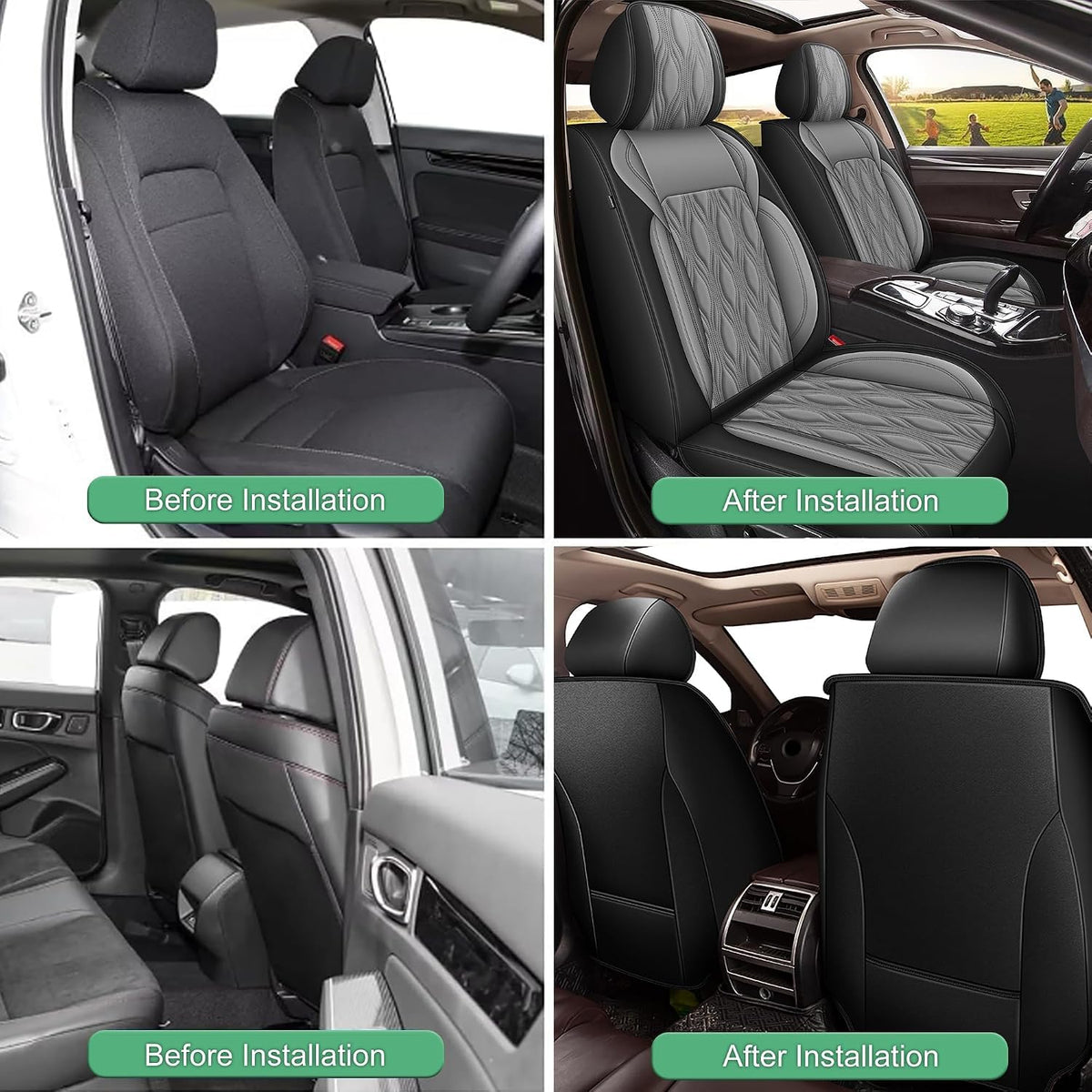 Front Waterproof Leather Seat Covers for Mazda 6 2010 (#067 Black&Gray / 56.Mazda 6-2 Front Seat Covers Only)