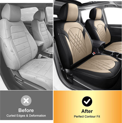 2 Front Car Seat Covers for Toyota Avalon 2001 (#057 Black&Beige / 12. Avalon 2001-2022-2 Front Seat Covers Only)