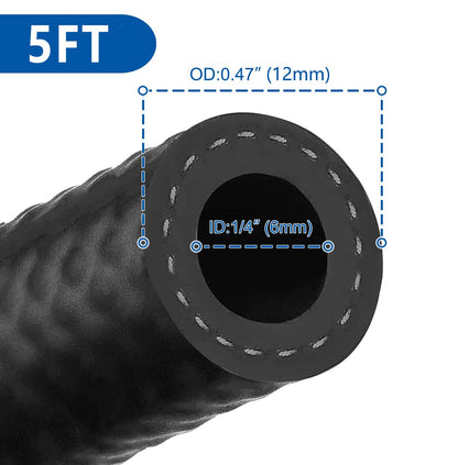 Rubber Fuel Hose Line Push Lock 1 (1/4" ID 5ft)