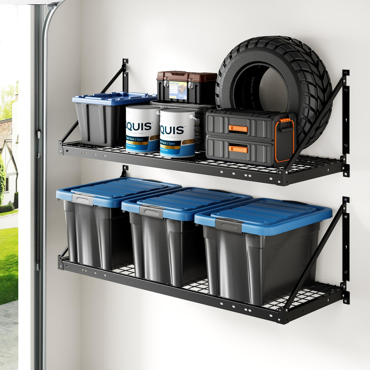 2 Pack 2x4 ft Wall Shelving Garage Storage Rack