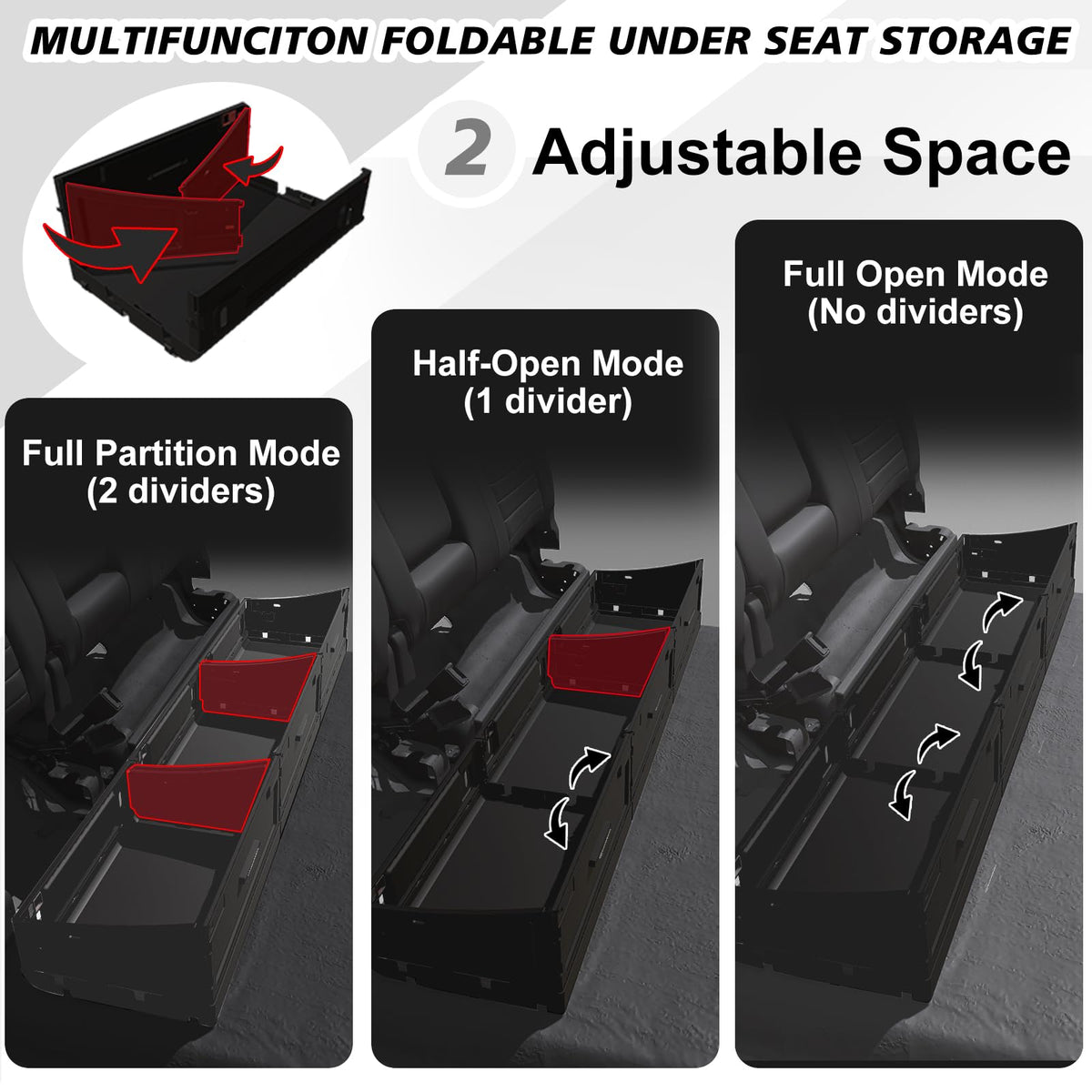 Foldable Under Seat Storage Box for Ford F150 2015 (1) F150|2015+|Foldable Underseat Storage)
