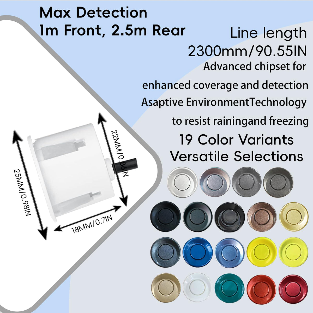 Parking Sensor kit New Feature Rear with Selectable Distance in Feet (Yellow)