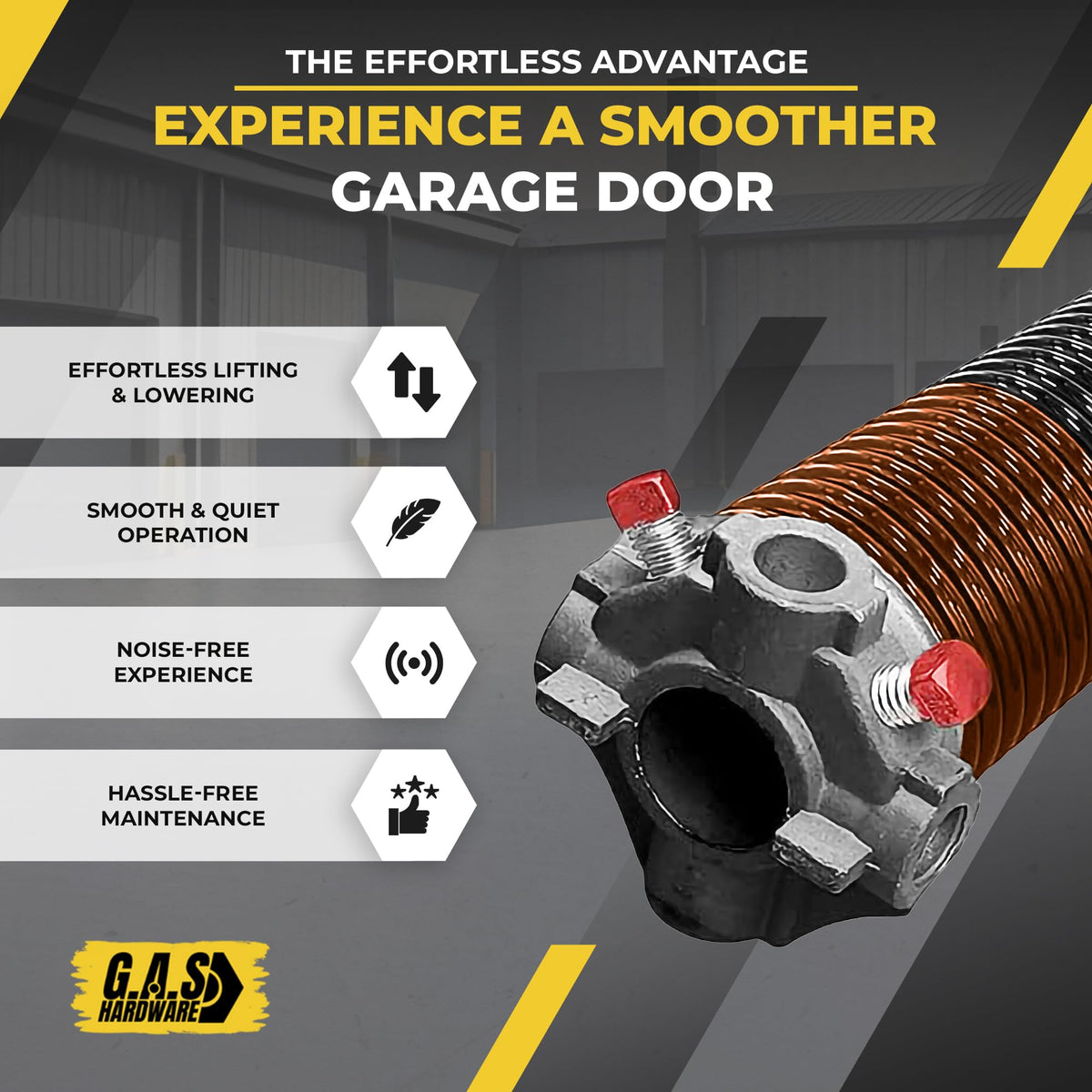 Garage Door Torsion Spring 273x2x36 Torsion Springs for Left Side of Garage Door with 1" Steel Bearing (273x2x36 / Red Cone (Left Side))