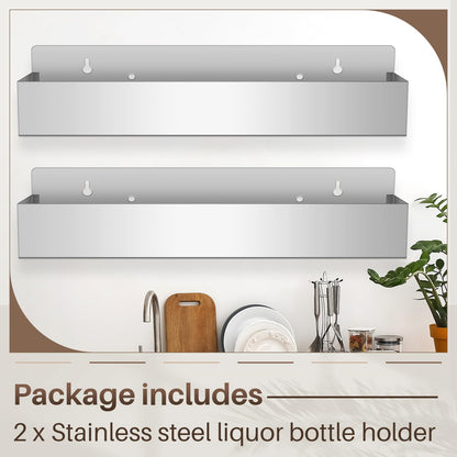 2 Pcs 32in Single Speed Rail Stainless Steel Bottle Holder (Silver / 32 Inch)