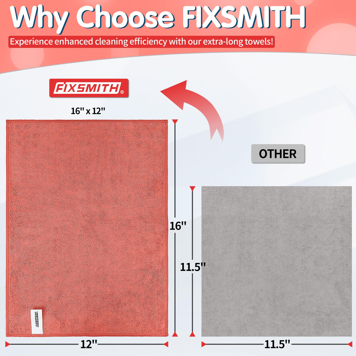 Red Microfiber Cleaning Cloth (Red / 8pk)