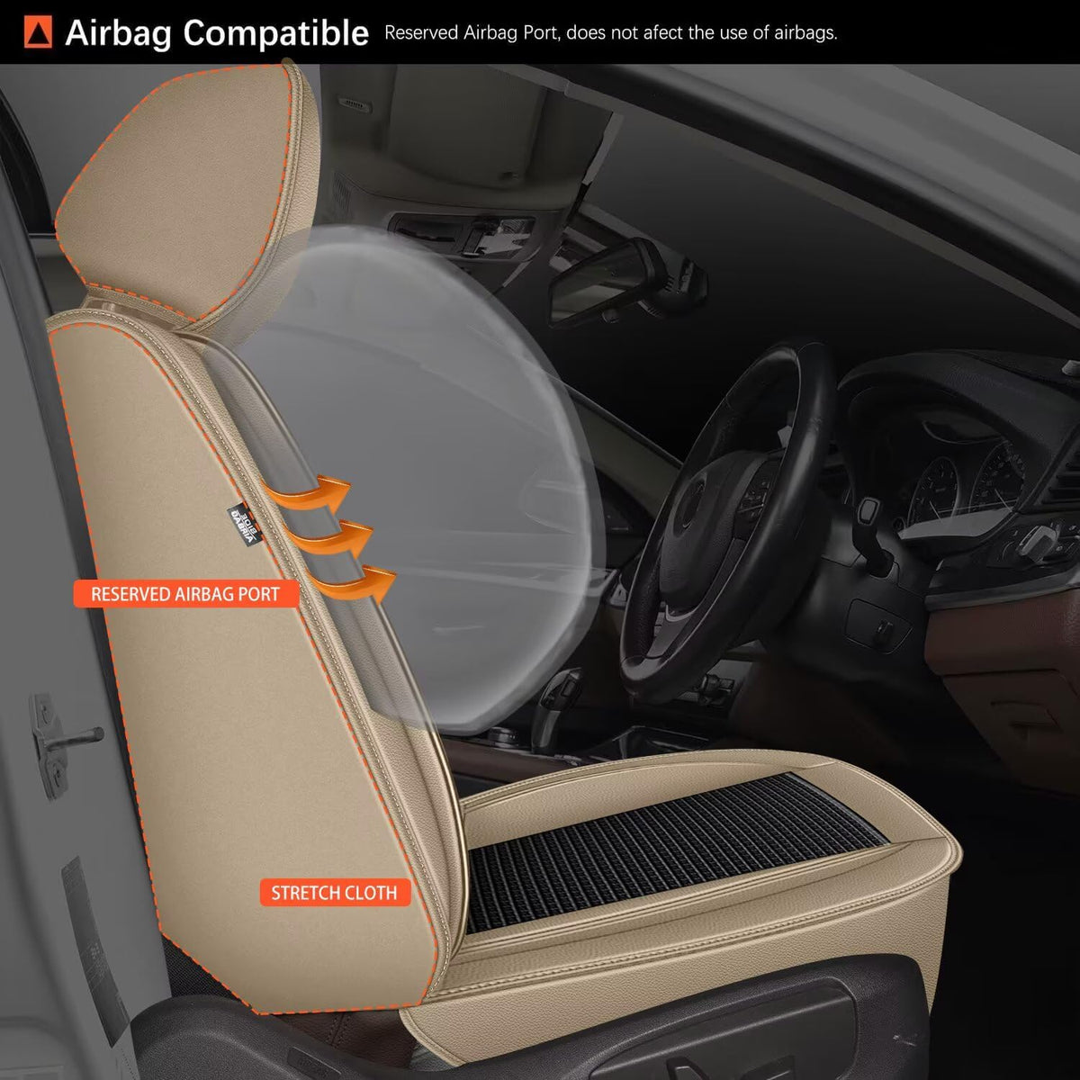 2 Front Seat Covers Fit for Toyota Camry 2002 (015-Black & Beige / 8.Camry 2002-2026-2 front seat covers only)