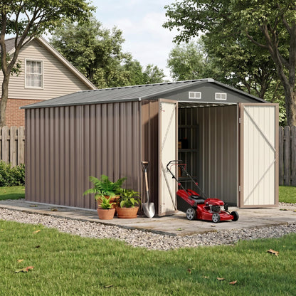 8x12 FT Outdoor Storage Shed (Brown / 8x12)