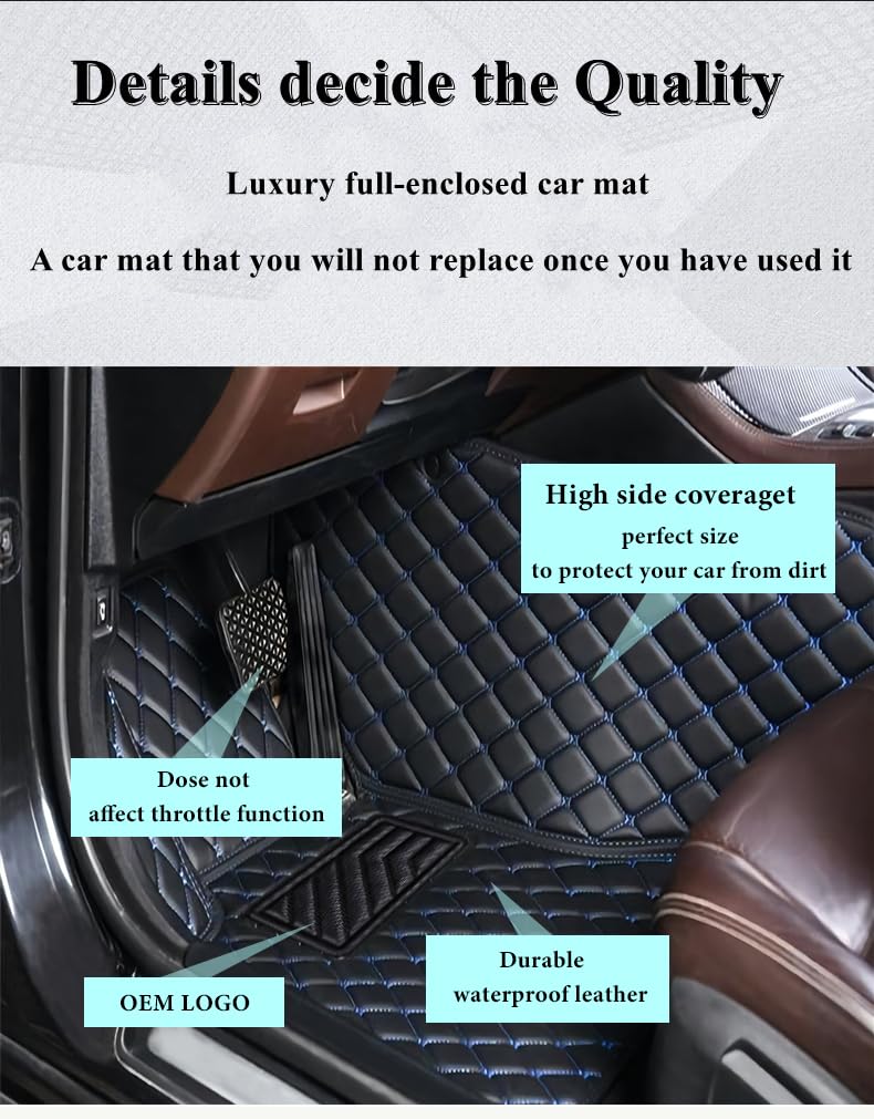 Customized Leather car Floor mats Suitable for 99% of car Models All (Red stripe 1)