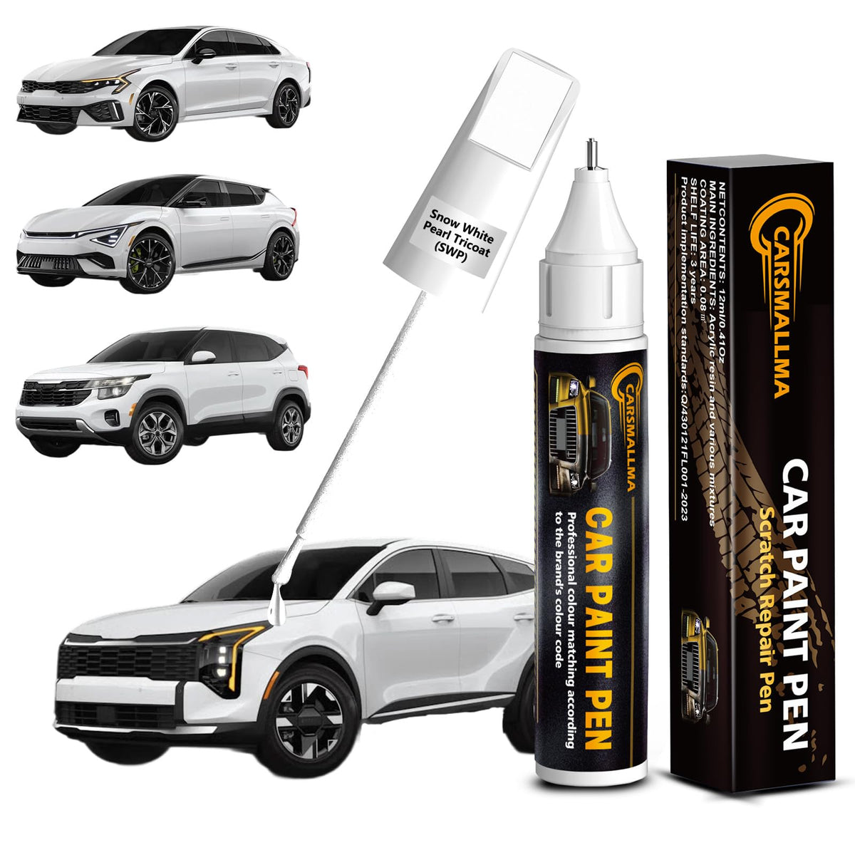 Snow White Pearl Tricoat (Kia / SWP Snow White Pearl Tricoat for Borrego/Cadenza/Carnival/EV6/Forte/K900/Niro-models/Niro-EV/Optima-models/Rio/Sedona/Seltos/Sorento/Soul/Sportage/Stinger/Telluride)