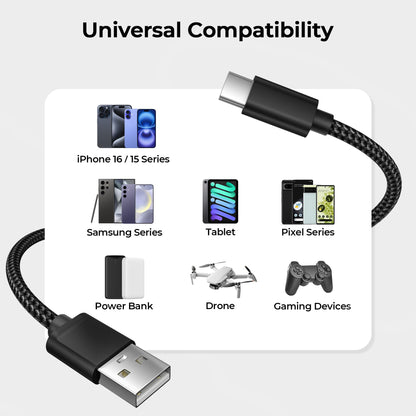 for iPhone Duo 18 17 16 Pro Max Charger Cord (Black / 2Pack 10FT(3M))