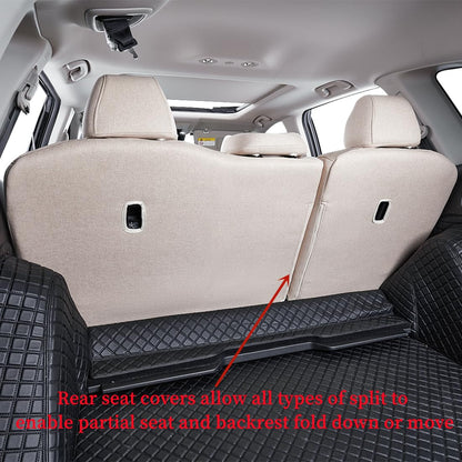 CRV Car Seat Covers Custom Fit for Honda 2023 (Beige / 2023-2026 CRV LX,EX,EX-L,Sport,Hybrid,Trailsport)