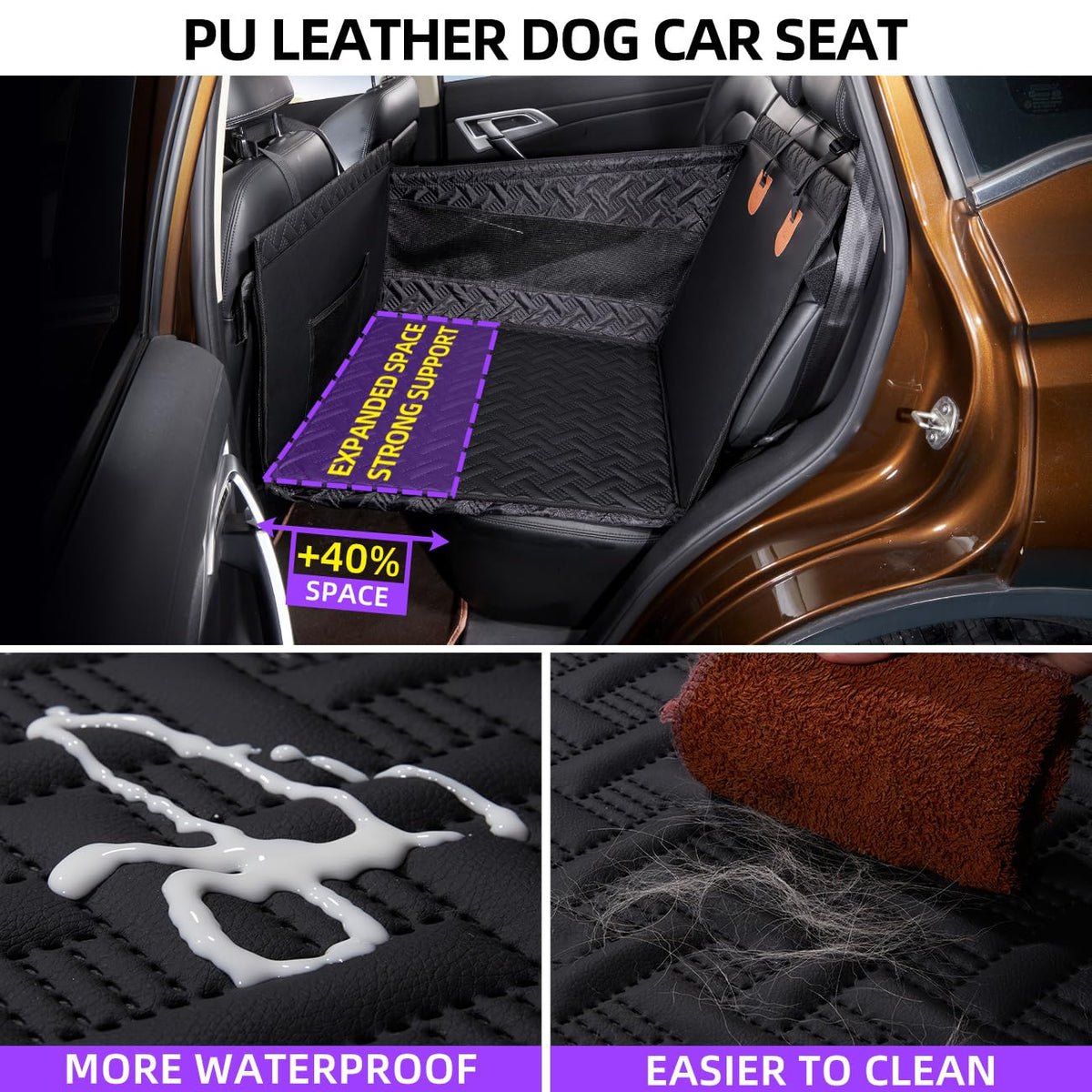 Large Dog Car Seat (leather black / Large)