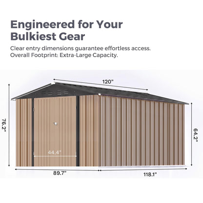 8x10 FT Outdoor Storage Shed (Brown / 8x10)