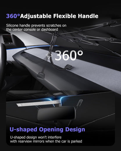 2025 Upgrade Car Windshield Sun Shade Windshield Sunshade Umbrella [Star Fabric] Protect Car from Sun Rays&Heat Damage Keeps Vehicle Cool (S2)