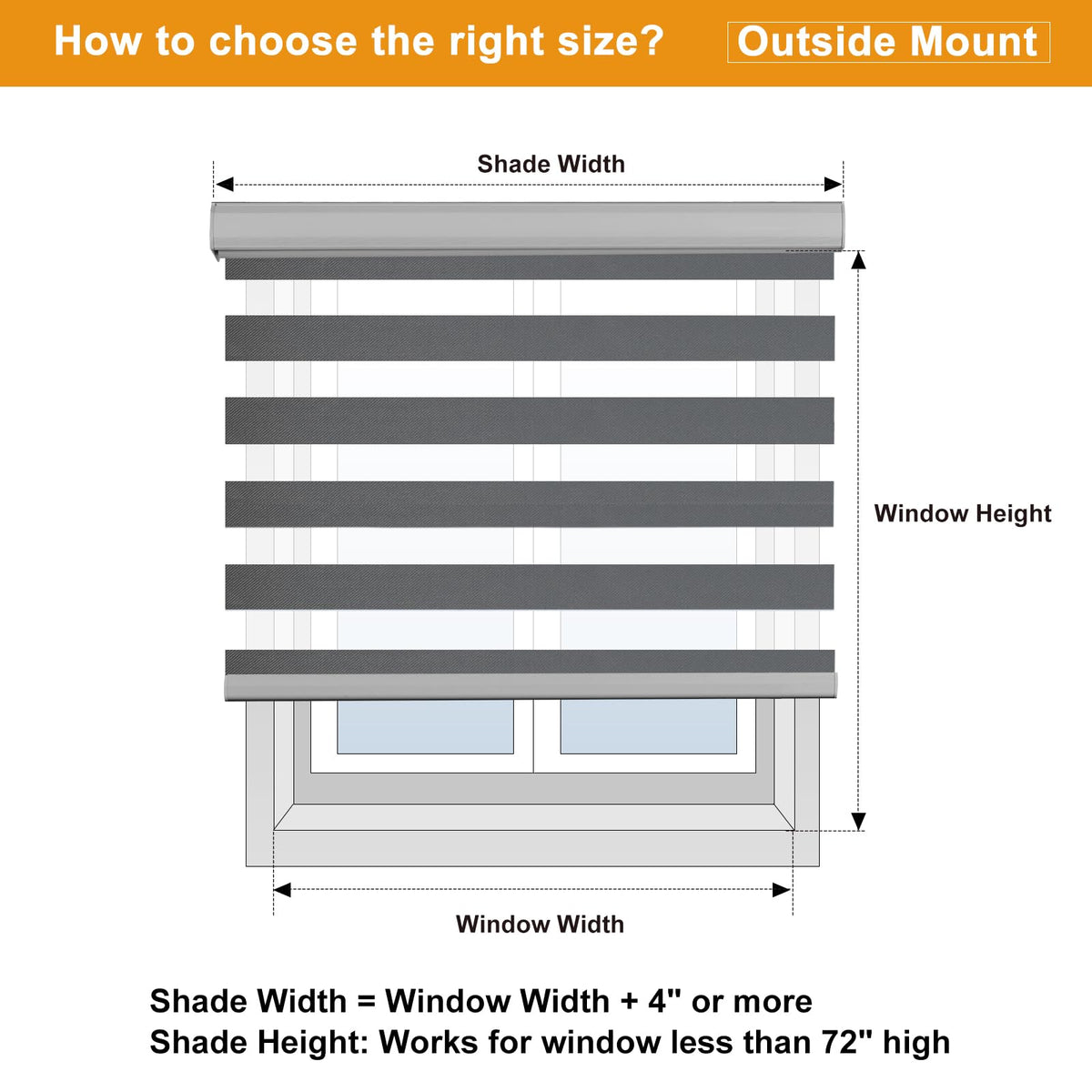 Cordless Zebra Blinds for Windows Shades (35.5"w X 64"h / Grey)