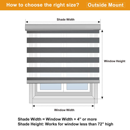 Cordless Zebra Blinds for Windows Shades (35.5"w X 64"h / Grey)