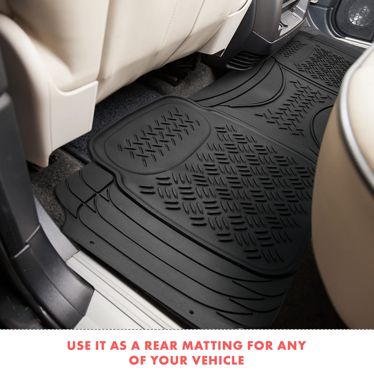 Heavy Duty Black Rubber Car Floor Mat by Vaygway (Car Rear Floor Mat Runner)