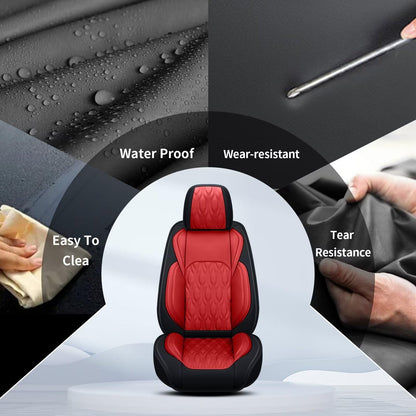 Front Waterproof Leather Seat Covers for Subaru WRX 2015 (#067 Black&Red / 16.WRX-2 Front Seat Covers Only)