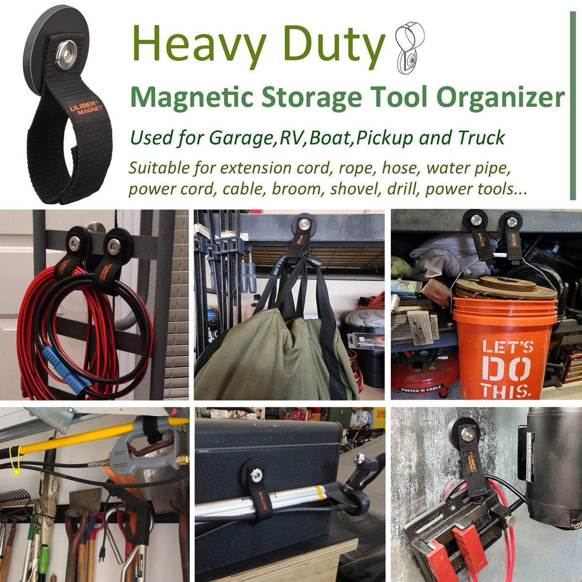Strong Magnetic Hooks (2PACK 3.46" Magnetic Straps)