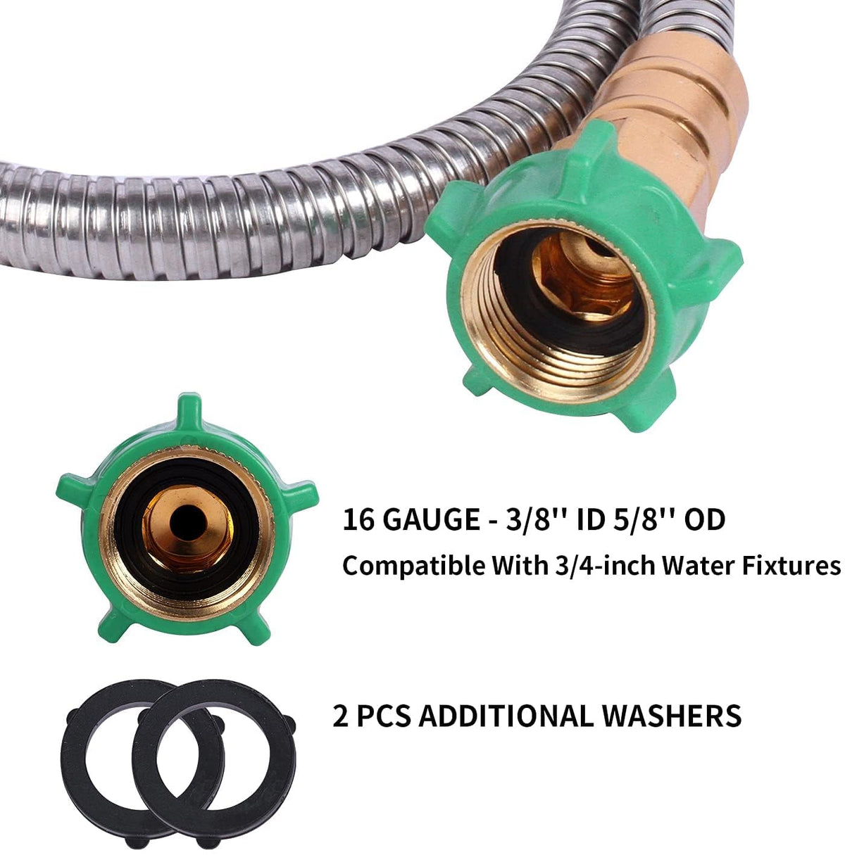 Metal Short Garden Hose 2 ft (2 Feet / Style A)