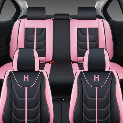 Leather Car Seat Covers (Black and Pink)