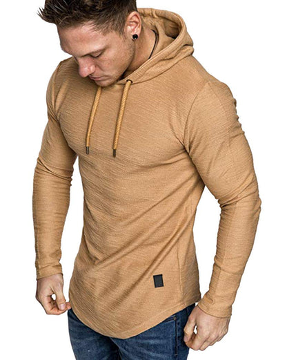 Mens Fashion Athletic Hoodies Sport Sweatshirt Solid Color Fleece Pullover Khaki 3XL (3X-Large / Khaki)