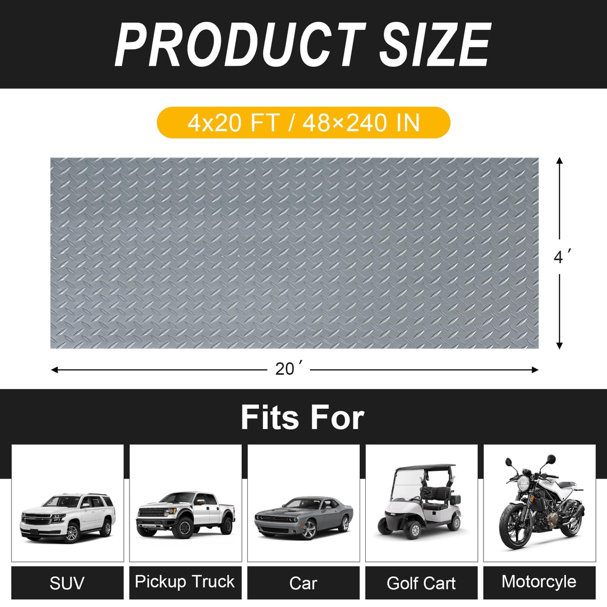 4x20FT Garage Floor Mat (4*20FT / Grey)