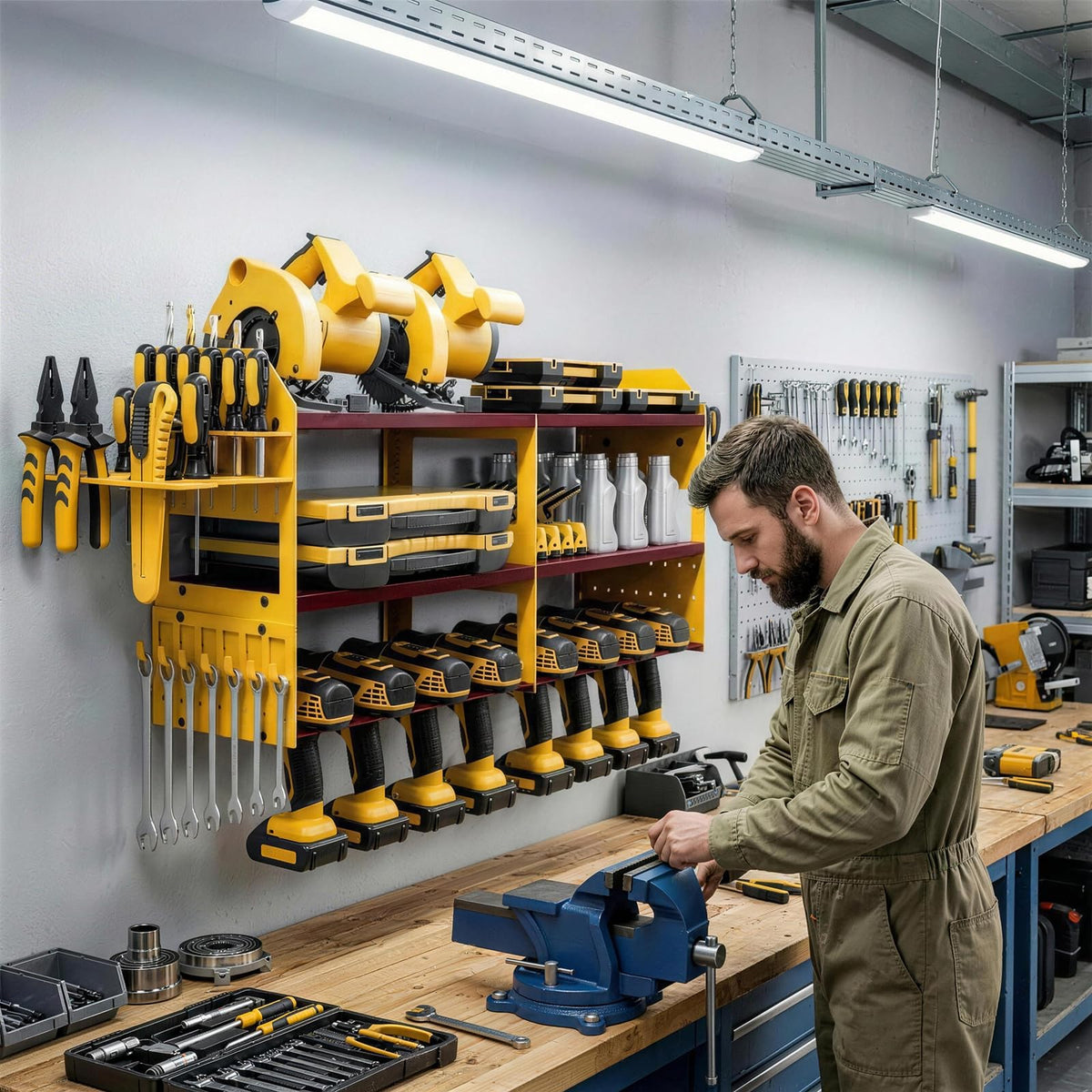 Large Power Tool Organizer Wall Mount (Red&Yellow)