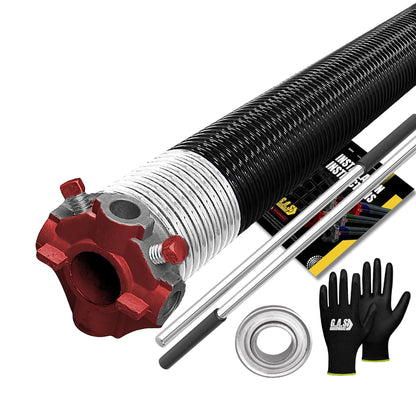 Garage Door Torsion Spring 295x2x49 Torsion Springs for Left Side of Garage Door with 1" Steel Bearing (295x2x49 / Red Cone (Left Side))