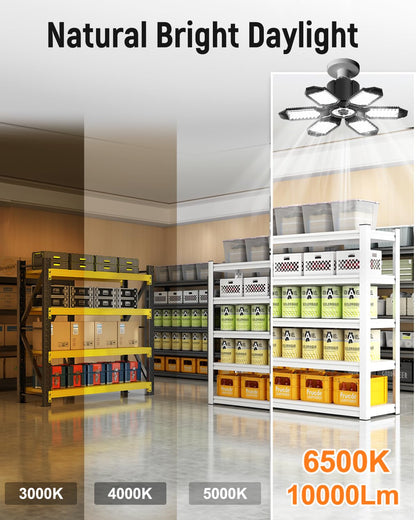 LED Garage Light 2 Pack (6+1 Panels - 2 Pack)