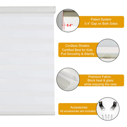 Cordless Zebra Blinds for Windows Free (34"w X 47"h / Cream)