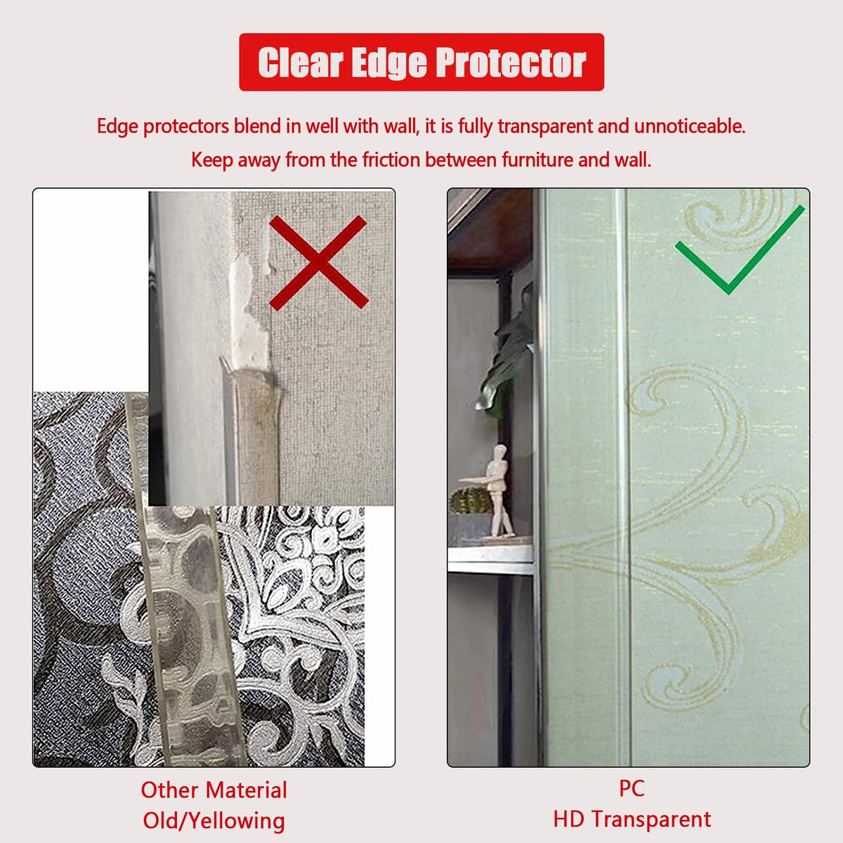 Self Adhesive Clear Wall Corner Protector (Clear / 59 1/16" X 1 3/16")