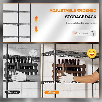 58" W Storage Shelves 1220LBS Heavy Duty Metal Shelving (Black / 58"W × 13.8"D × 59"H)