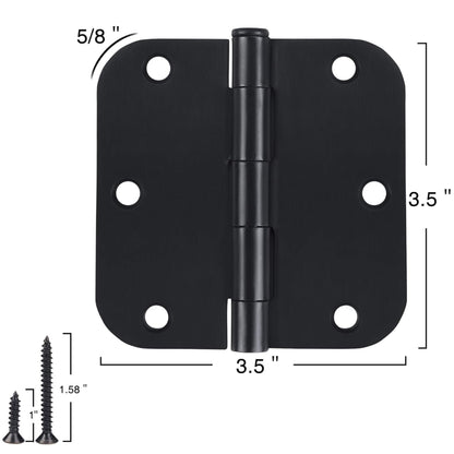 Rounded Door Hinges Matte Black 3.5" 5 (Matte Black-Rounded / 108 Pack)