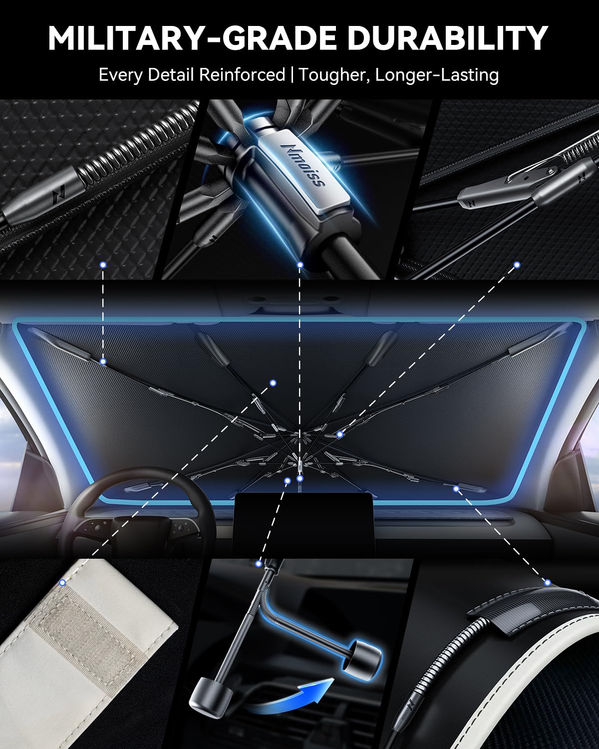 Vinyl Coating Heat Shield] Windshield Sun Shade Umbrella