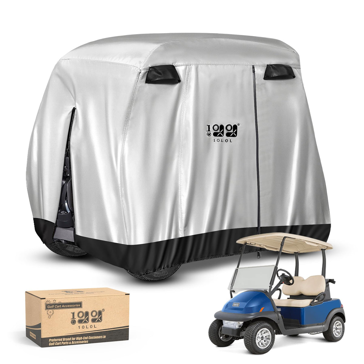 4 Passenger Golf Cart Cover for Yamaha EZGO Club Car (Silver)