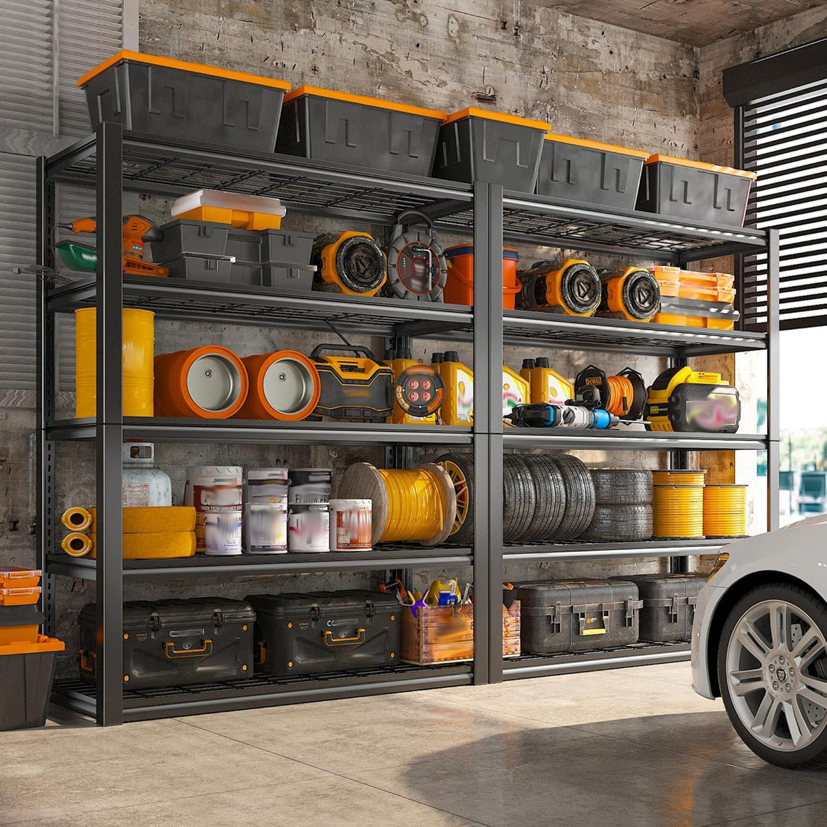 48" W Garage Shelving Heavy Duty Load 2500LBS (48''W X 72''H X18''D)