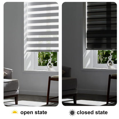 Cordless Zebra Blinds for Windows Free (46"w X 72"h / Grey)