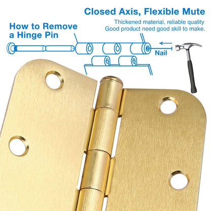 Rounded Door Hinges 3.5" X 3 1 (Satin Brass-Rounded / 42 Pack)