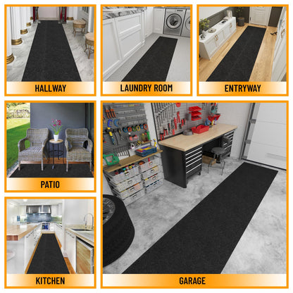 3x15 Commercial Floor Mat Heavy Duty High Traffic Utility Carpet (Black Hobnail / 2'7" x 15' (Runner))