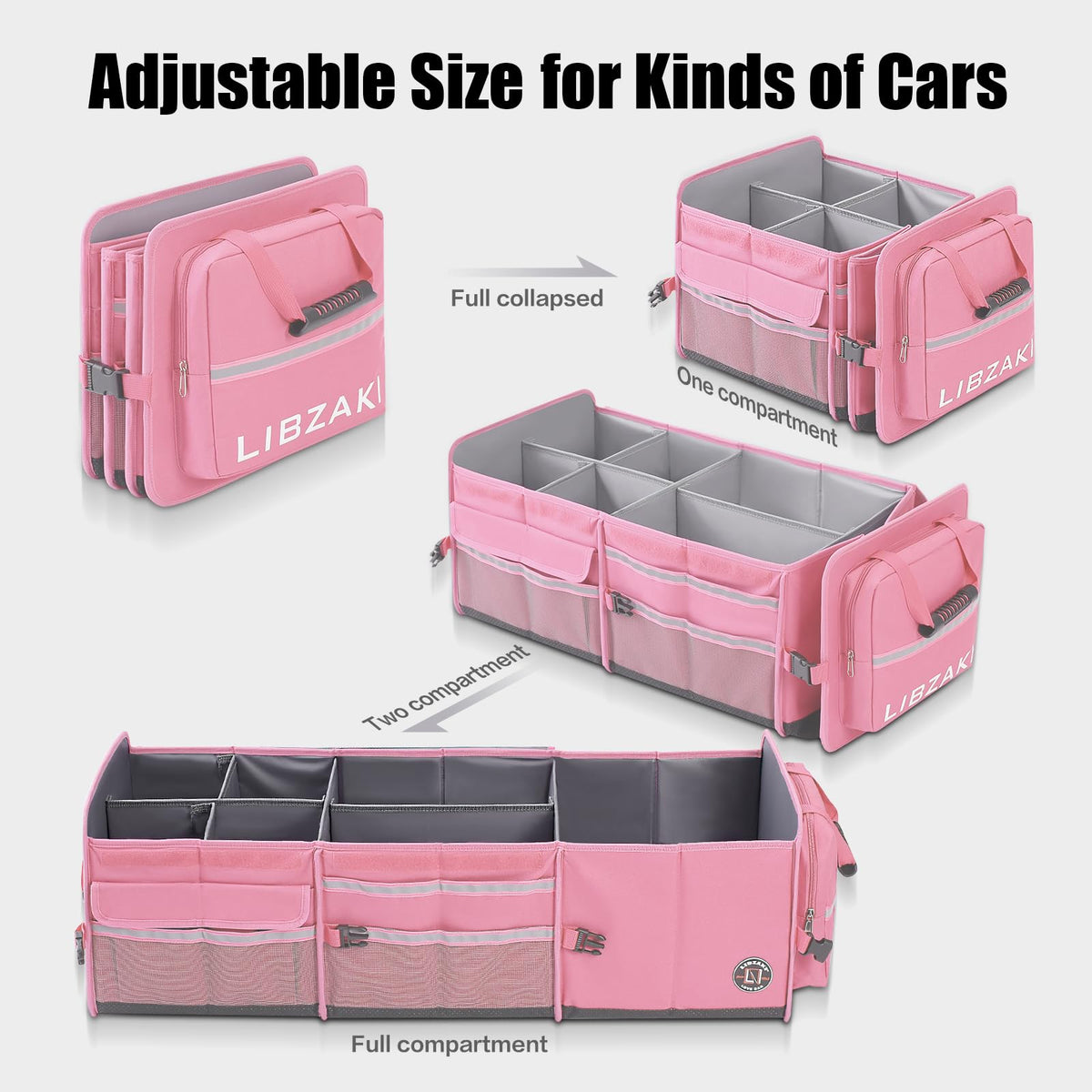 LIBZAKI Oversize 4 in 1 Car Trunk Storage Organizer (Oversize / Pink)