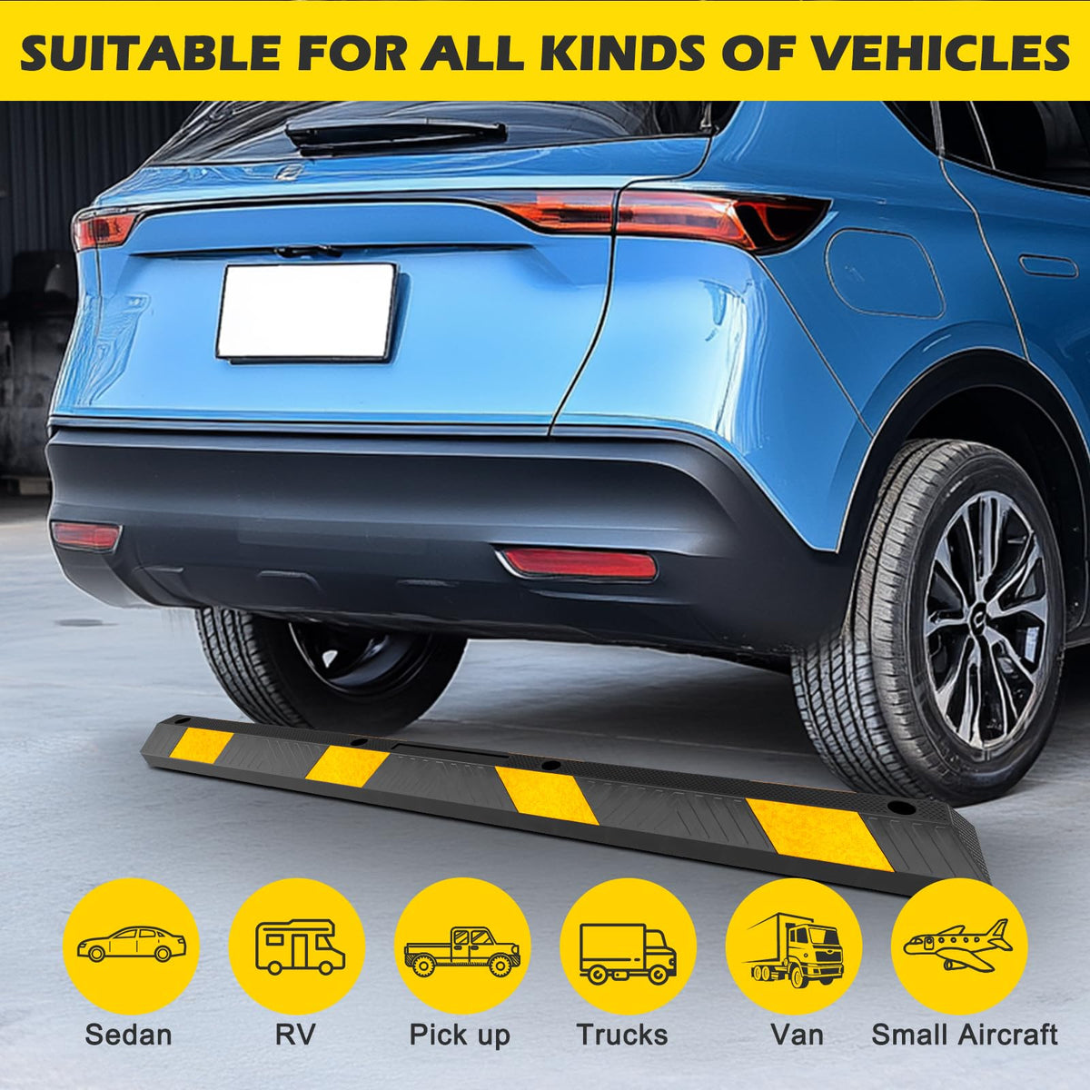 72" Rubber Parking Curb Stop (72 inch-(2 Pack))