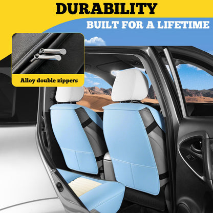 Front Car Seat Covers (White-Light blue / Front)