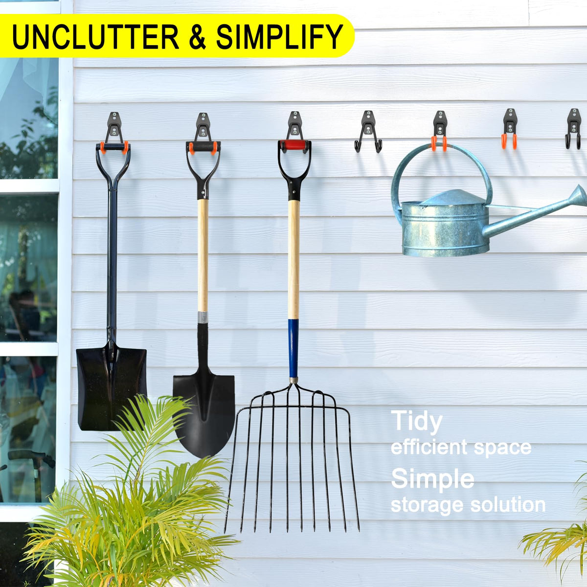 2 Pack Garage Hooks Heavy Duty Storage Organizer Wall Mount Power and Garden Tool Hangers (Medium U Hook / Black 2 pack)